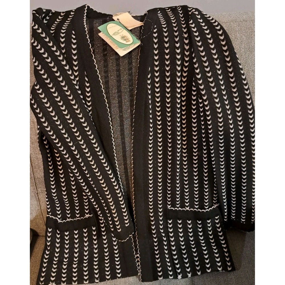 Vtg w/tags Gino Paoli Metallic Cardigan Italian Handknit‎ Fashion Old Money
